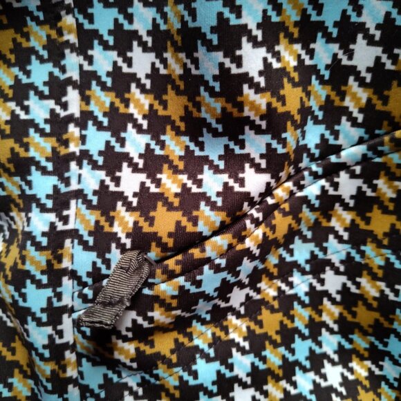 Burton Hoodie, fleece lined Full zip jacket, Brown & blue houndstooth, Size Med - Picture 7 of 11